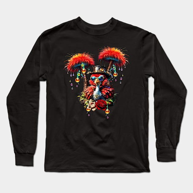 Stunning colorful  steampunk ostrich. Long Sleeve T-Shirt by Nicky2342